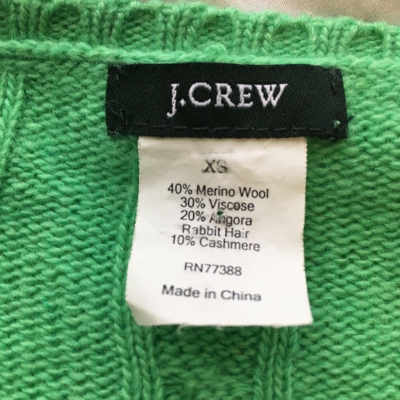 J. Crew Cashmere Blend Green Cable Knit Sweater - Picture 2 of 4